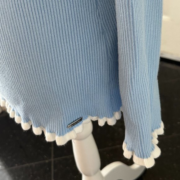 Calvin Klein Light Blue Round Neck Long Sleeve Blouse Sz M - Picture 4 of 11